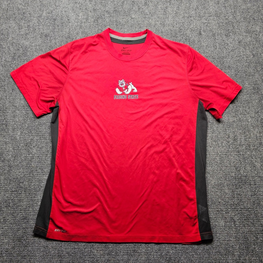Nike Dri-FIT Fresno State Bulldogs Shirt Mens XL Red Performance Mesh T-Shirt